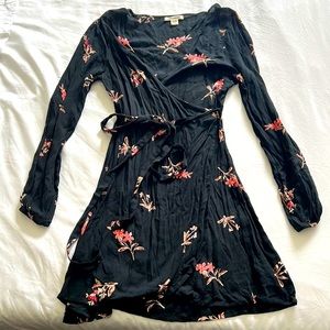 Billabong Long Sleeve Floral Wrap Dress